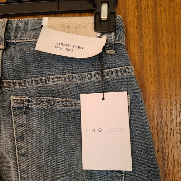 NWT IRO Straight Leg High Rise Indigo Gray Distressed Vix Ankle Jeans in Size 24 - Picture 4 of 13